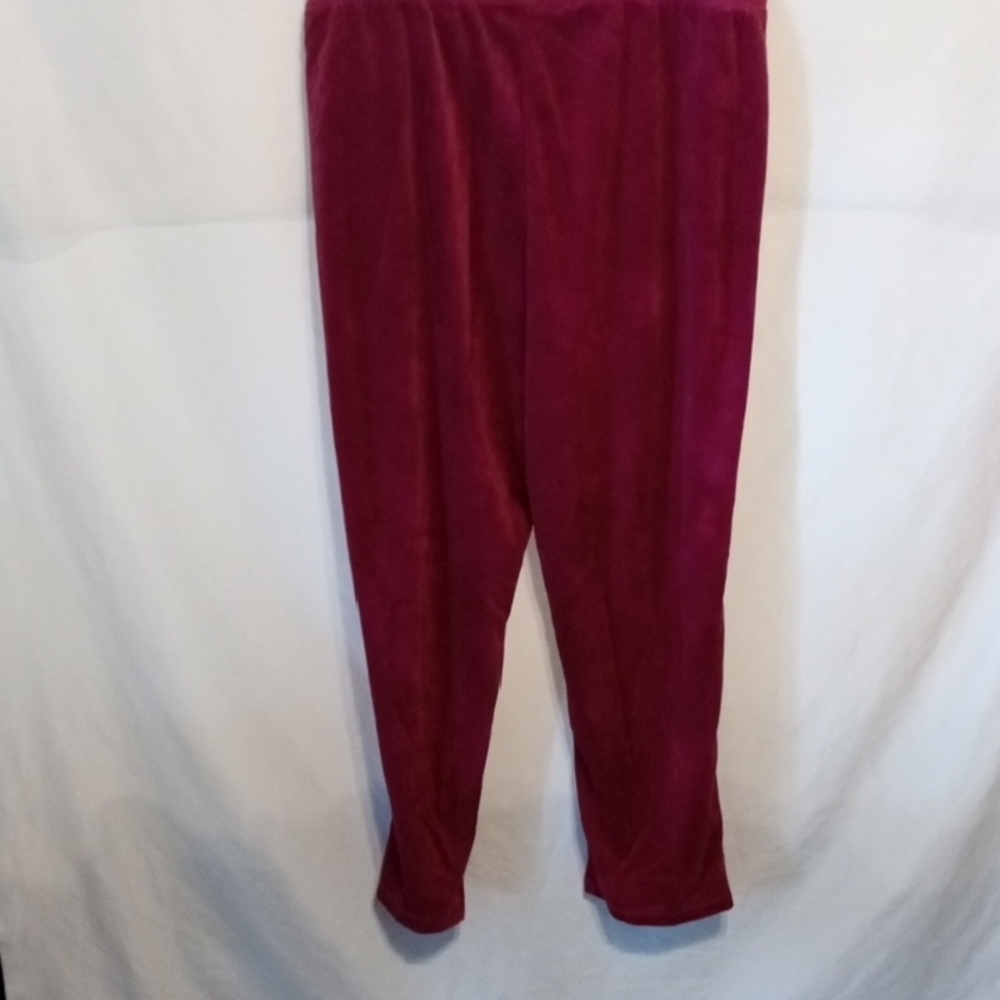 Faded Glory Rich Red Velour Wide Leg Pants - Picture 3 of 5